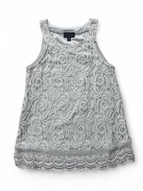 Investments Sleeveless Lace Tank Top - Light Gray Size L